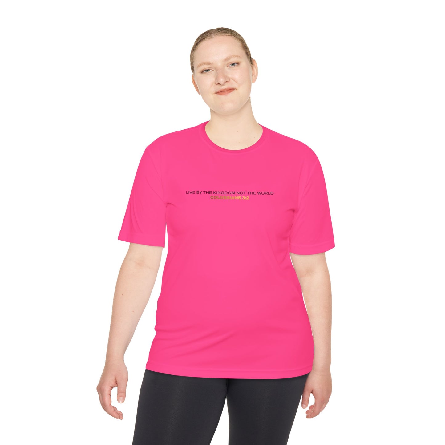 "Live By the Kingdom Not the World Colossians 3:2" Unisex Moisture Wicking Tee - The Shield of Light