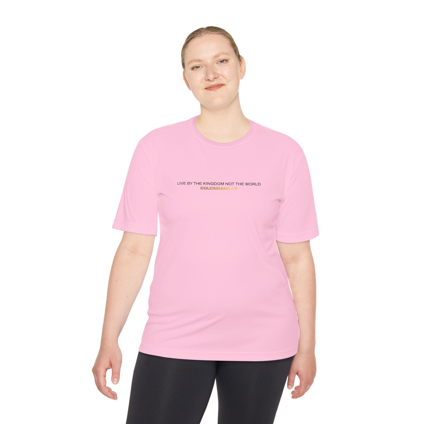 "Live By the Kingdom Not the World Colossians 3:2" Unisex Moisture Wicking Tee - The Shield of Light