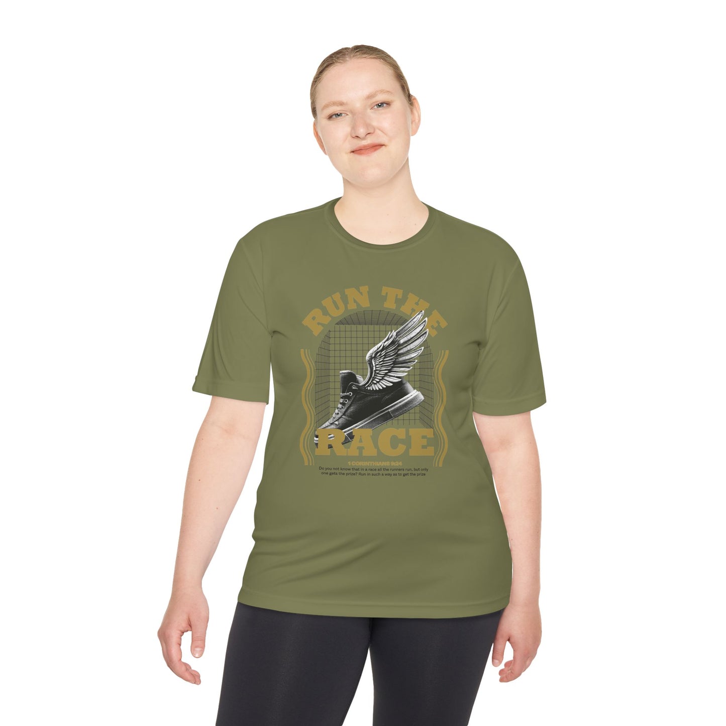"Run The Race " Unisex Moisture Wicking Tee - The Shield of Light