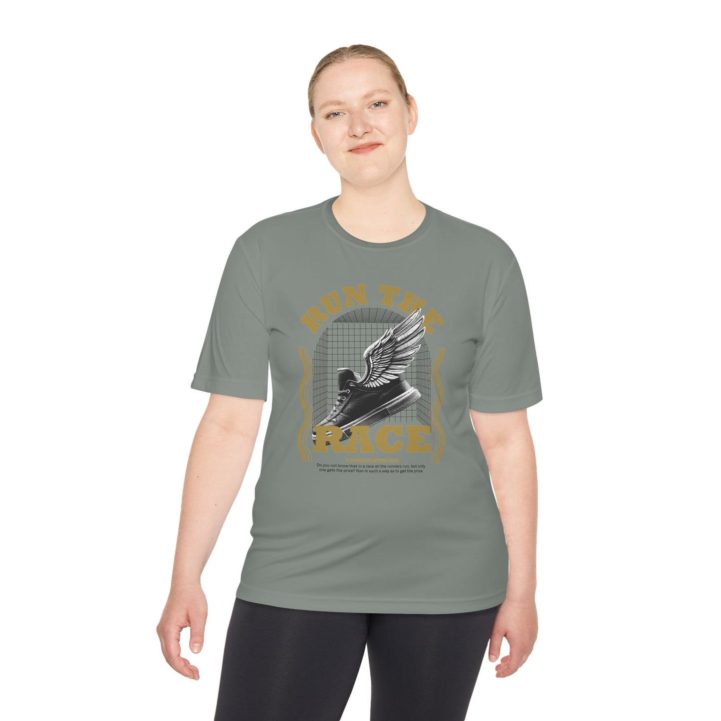 "Run The Race " Unisex Moisture Wicking Tee - The Shield of Light