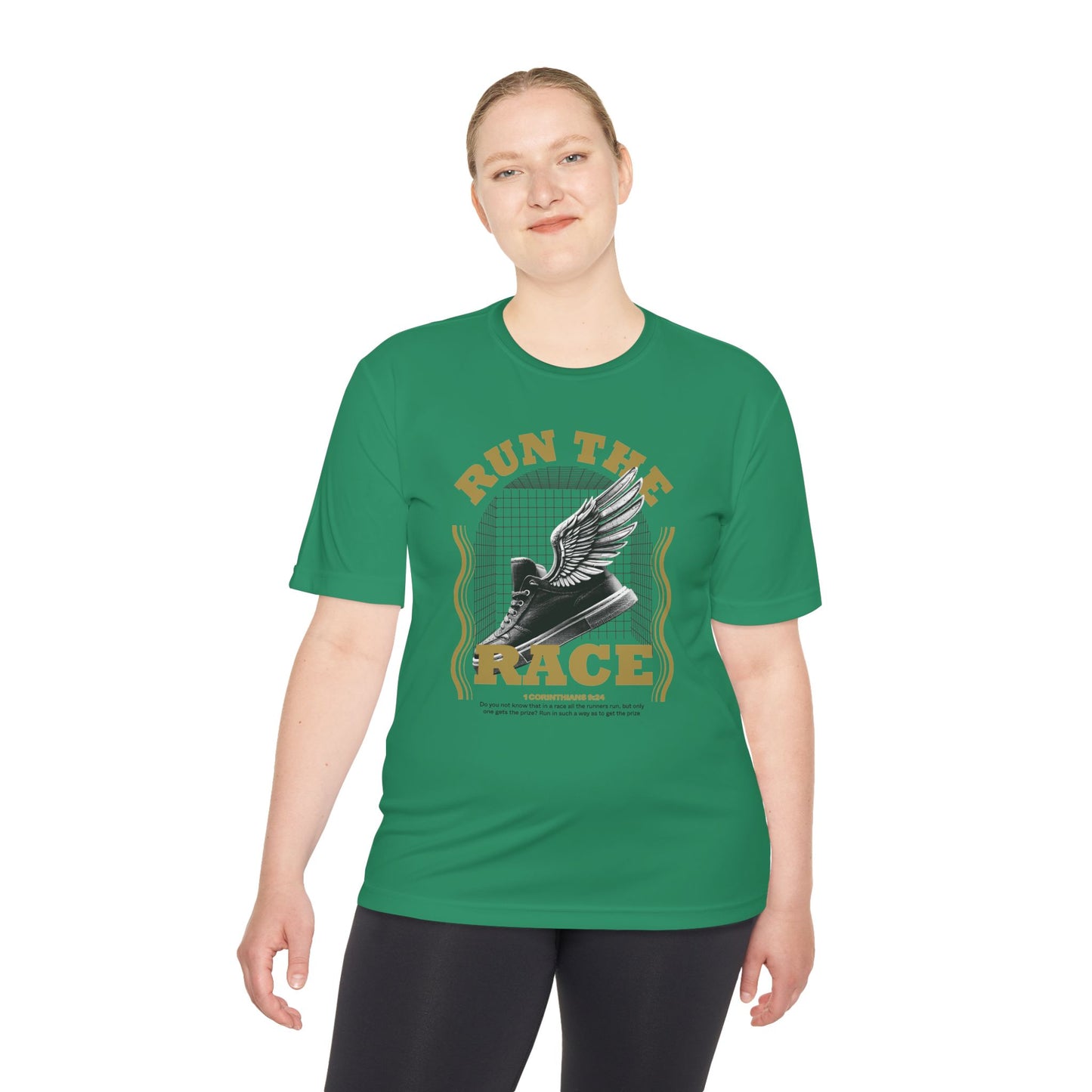 "Run The Race " Unisex Moisture Wicking Tee - The Shield of Light