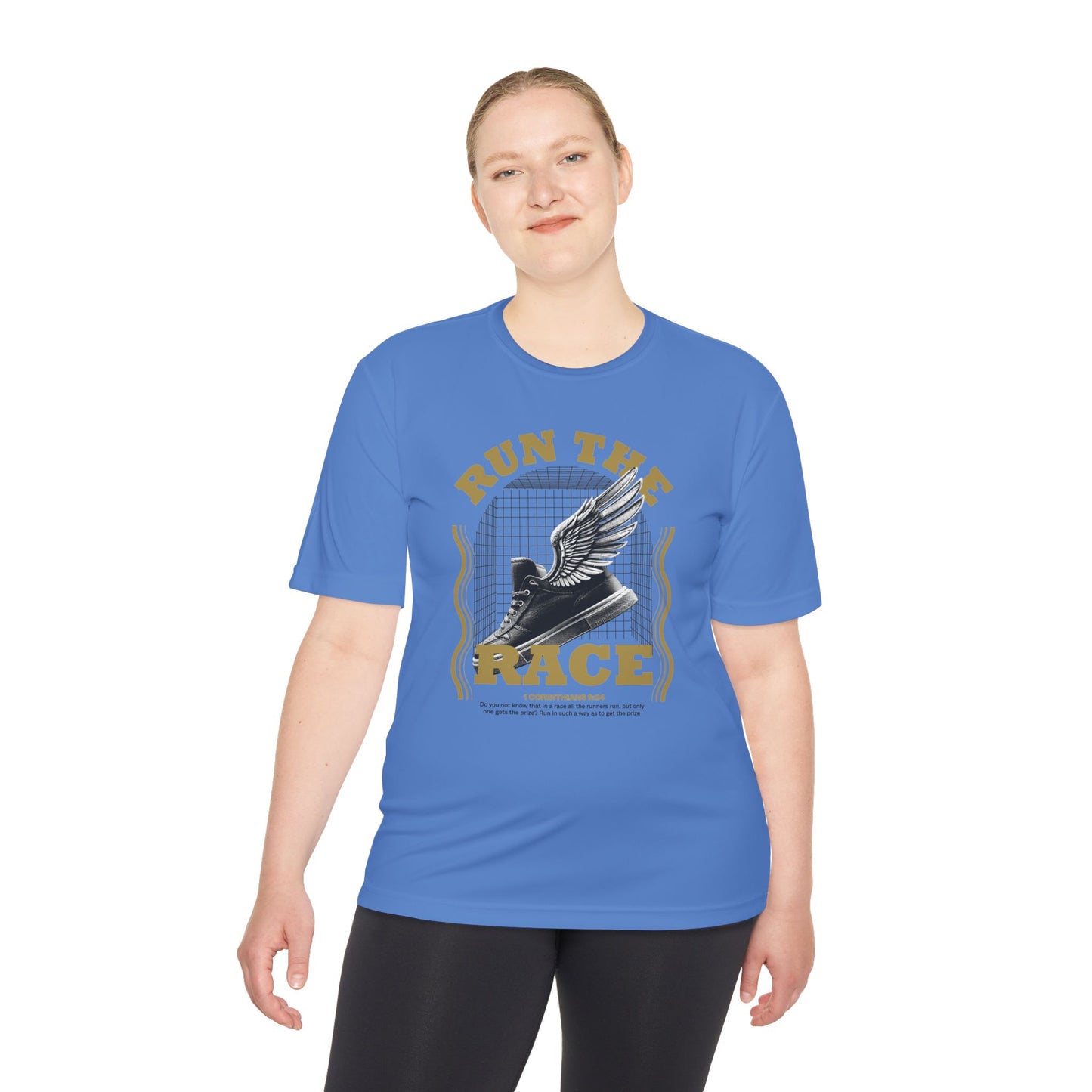 "Run The Race " Unisex Moisture Wicking Tee - The Shield of Light