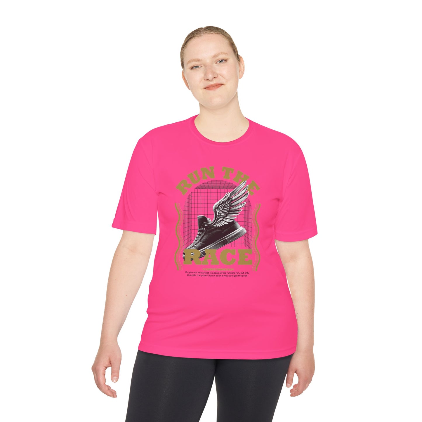 "Run The Race " Unisex Moisture Wicking Tee - The Shield of Light