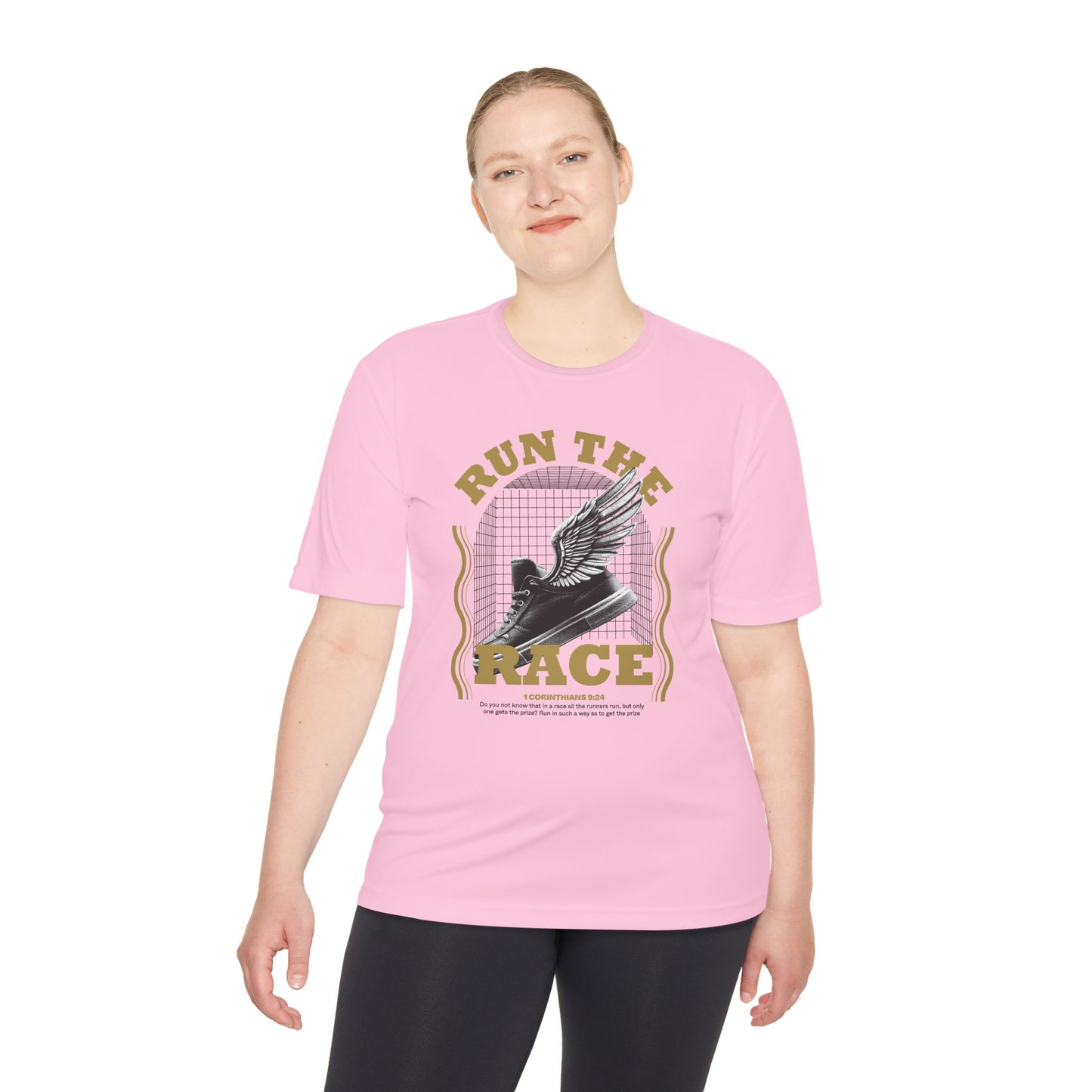 "Run The Race " Unisex Moisture Wicking Tee - The Shield of Light