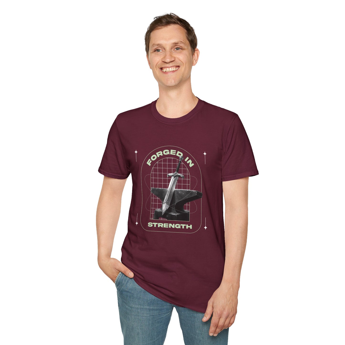 "Forged In Strength" Unisex Softstyle T-Shirt - The Shield of Light