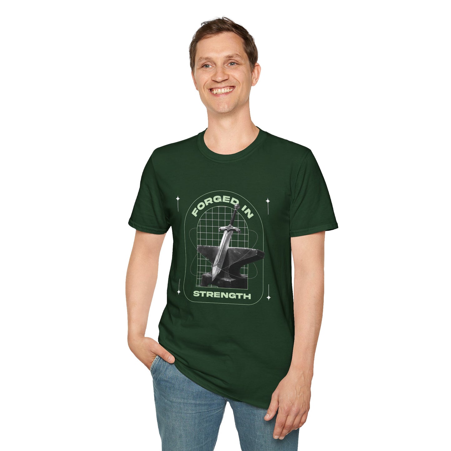 "Forged In Strength" Unisex Softstyle T-Shirt - The Shield of Light