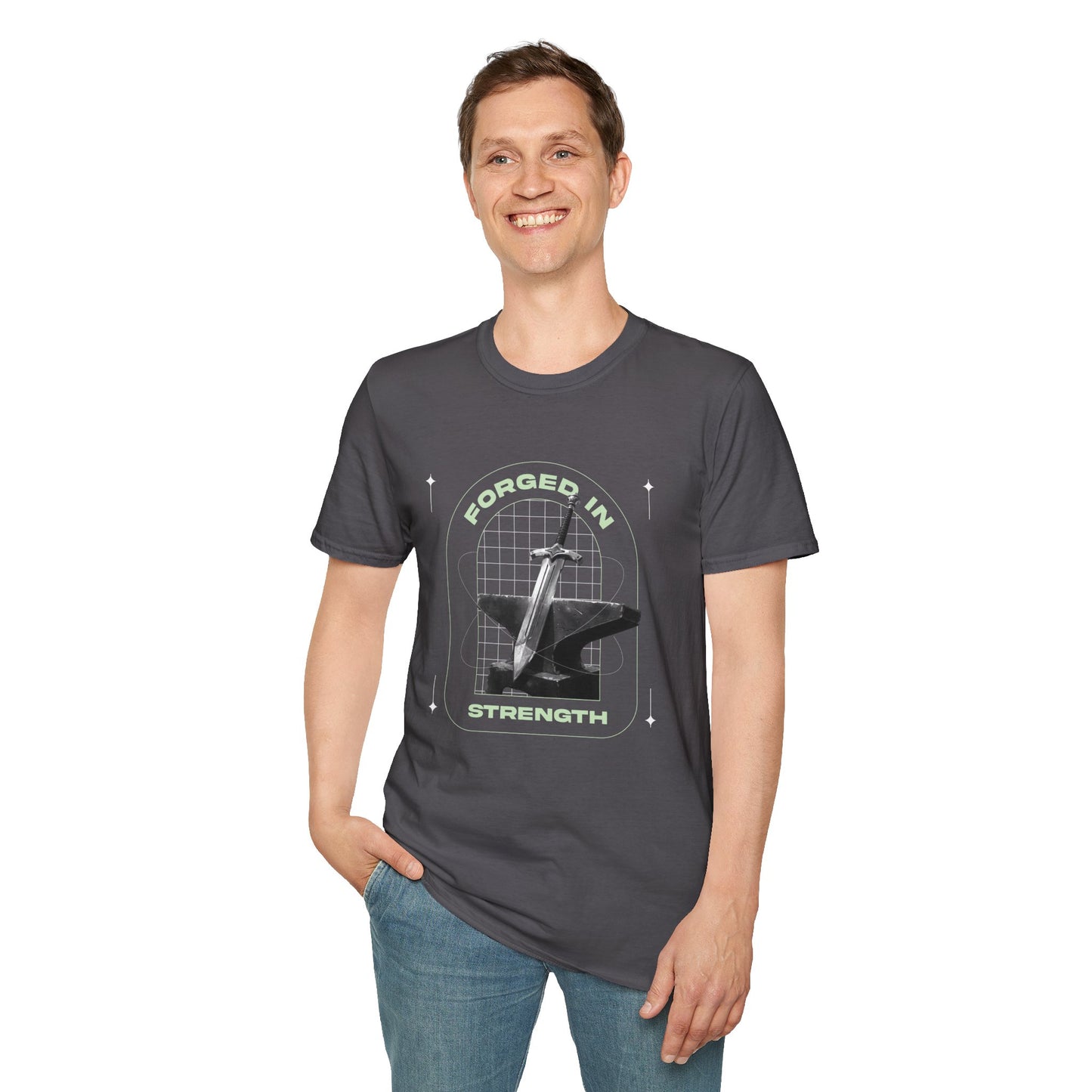 "Forged In Strength" Unisex Softstyle T-Shirt - The Shield of Light