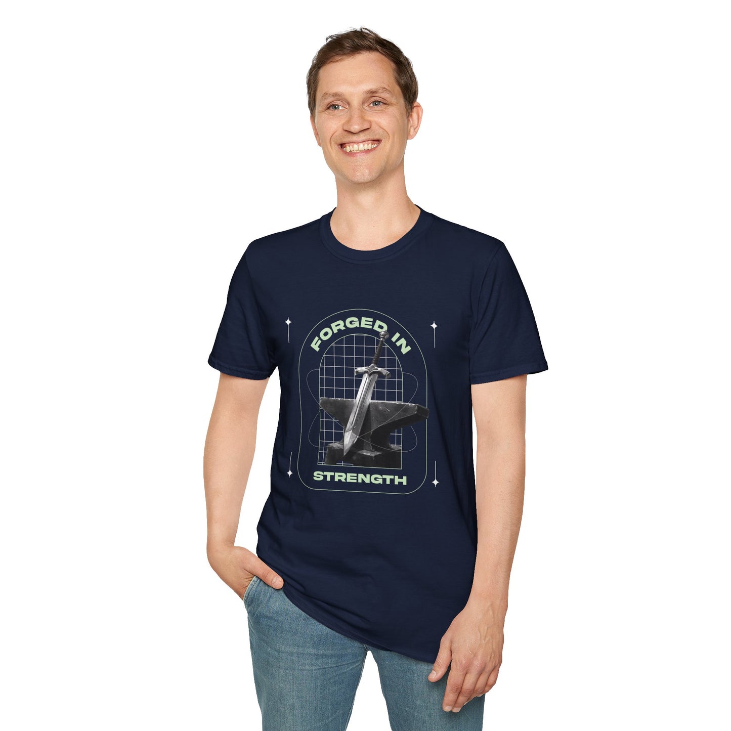 "Forged In Strength" Unisex Softstyle T-Shirt - The Shield of Light