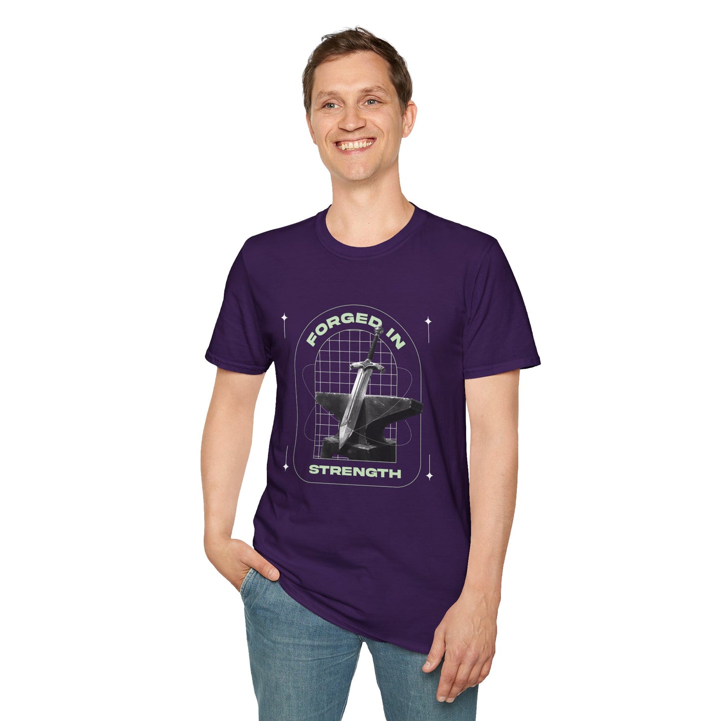 "Forged In Strength" Unisex Softstyle T-Shirt - The Shield of Light