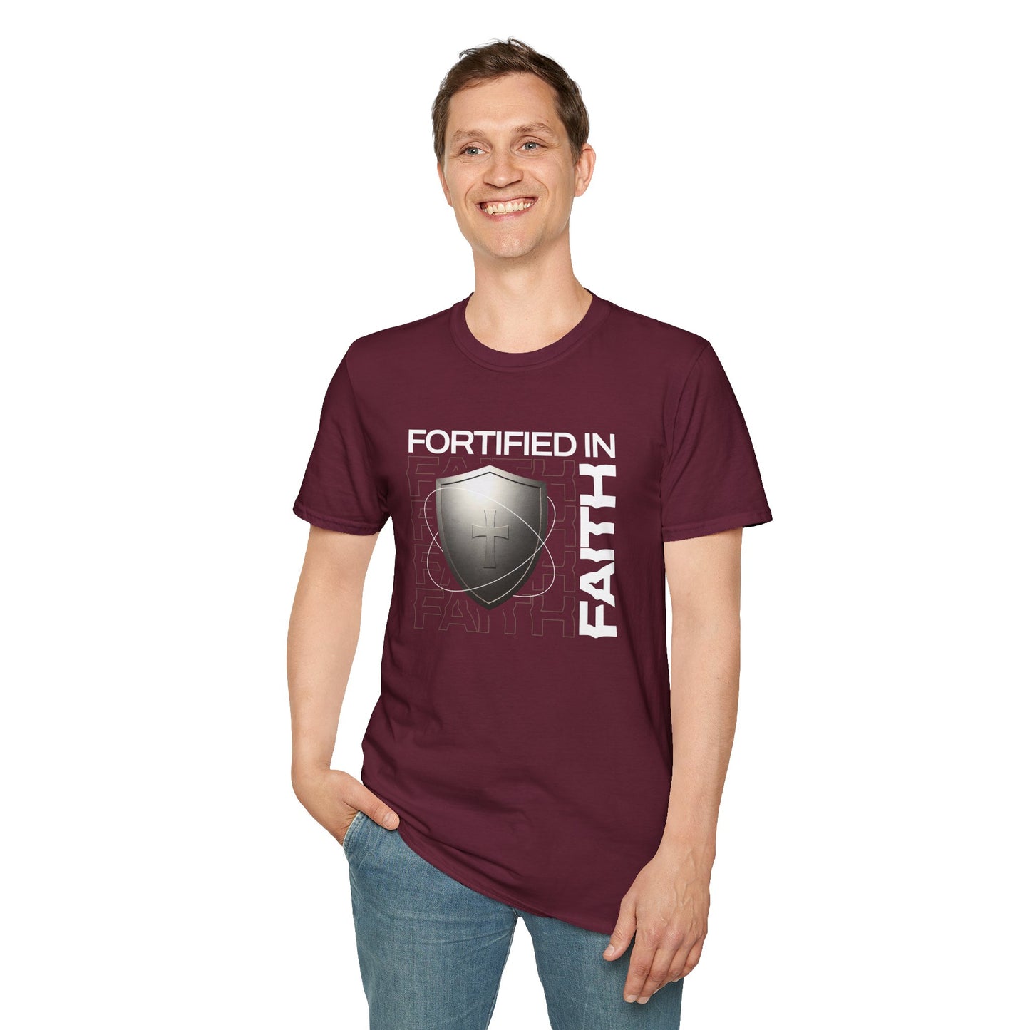 "Fortified In Faith " Unisex Softstyle T-Shirt - The Shield of Light