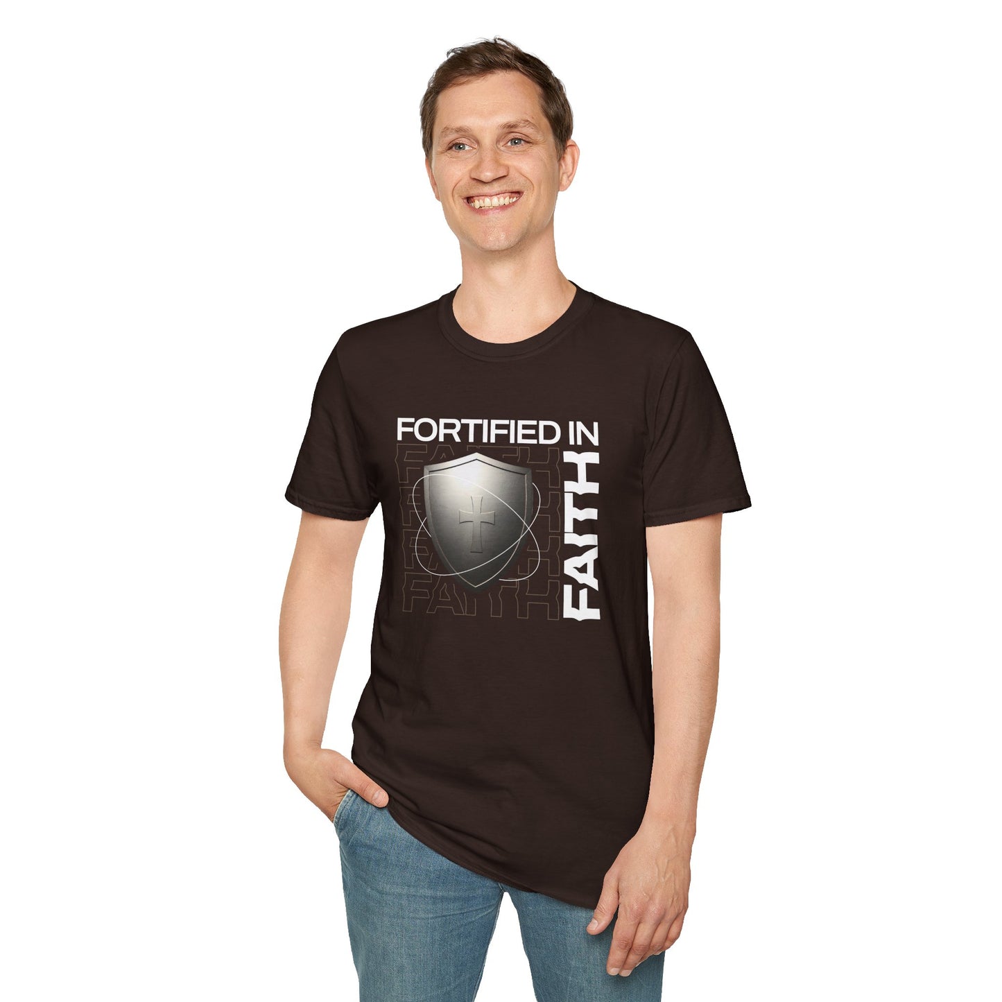 "Fortified In Faith " Unisex Softstyle T-Shirt - The Shield of Light