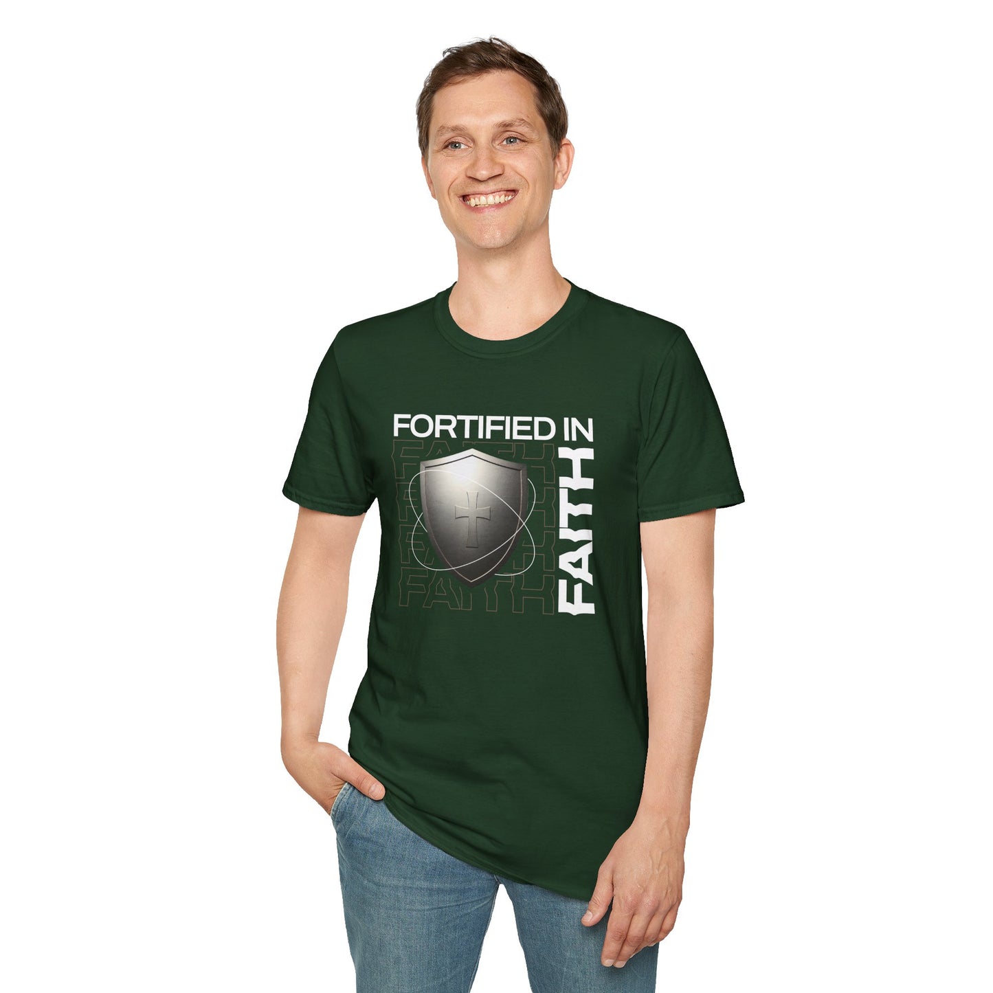 "Fortified In Faith " Unisex Softstyle T-Shirt - The Shield of Light