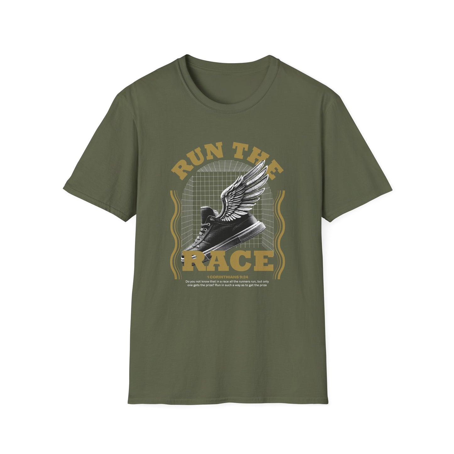 "Run The Race " Unisex Softstyle T-Shirt - The Shield of Light