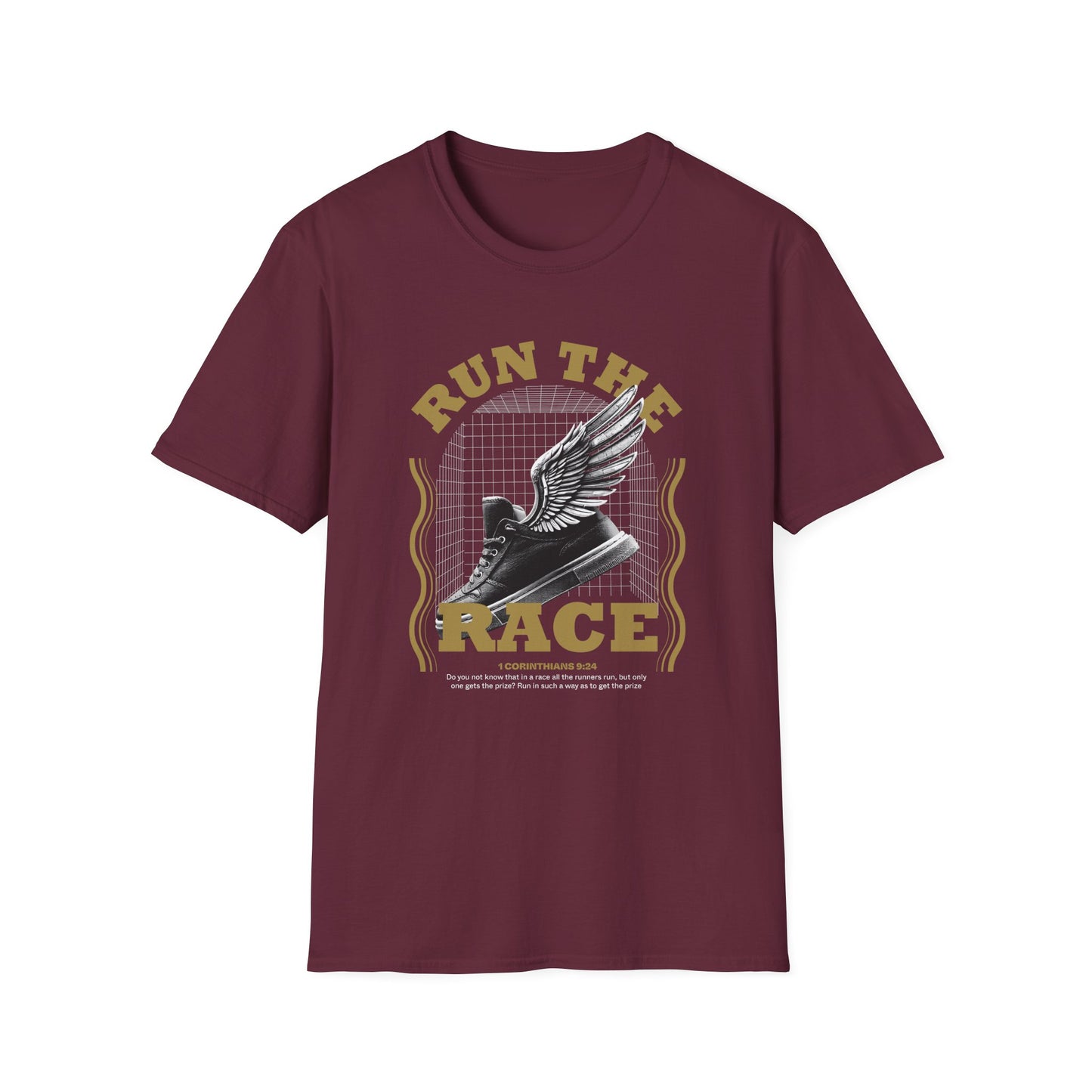 "Run The Race " Unisex Softstyle T-Shirt - The Shield of Light