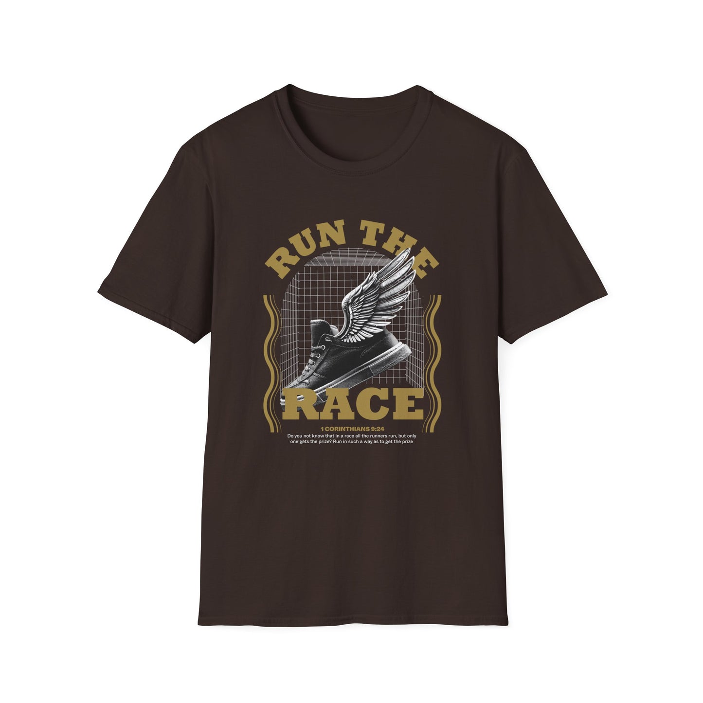 "Run The Race " Unisex Softstyle T-Shirt - The Shield of Light