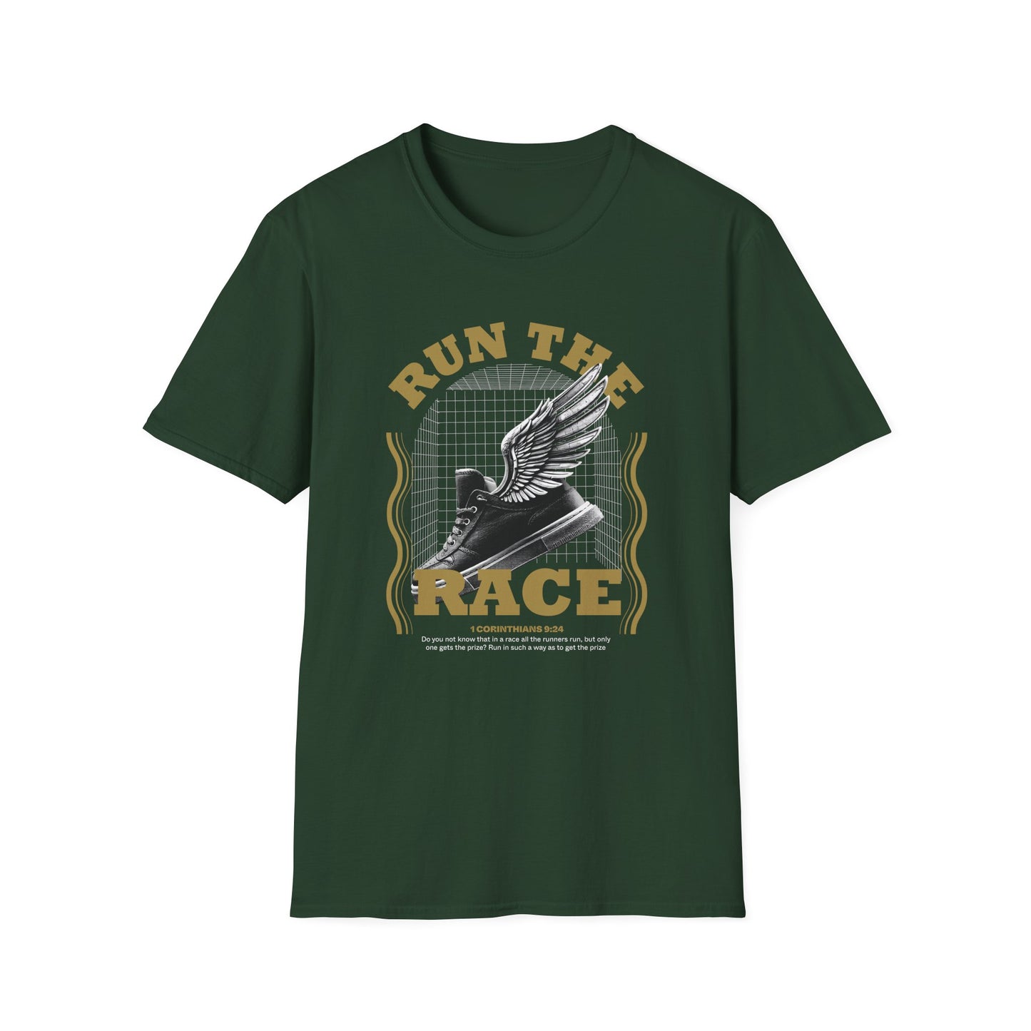 "Run The Race " Unisex Softstyle T-Shirt - The Shield of Light