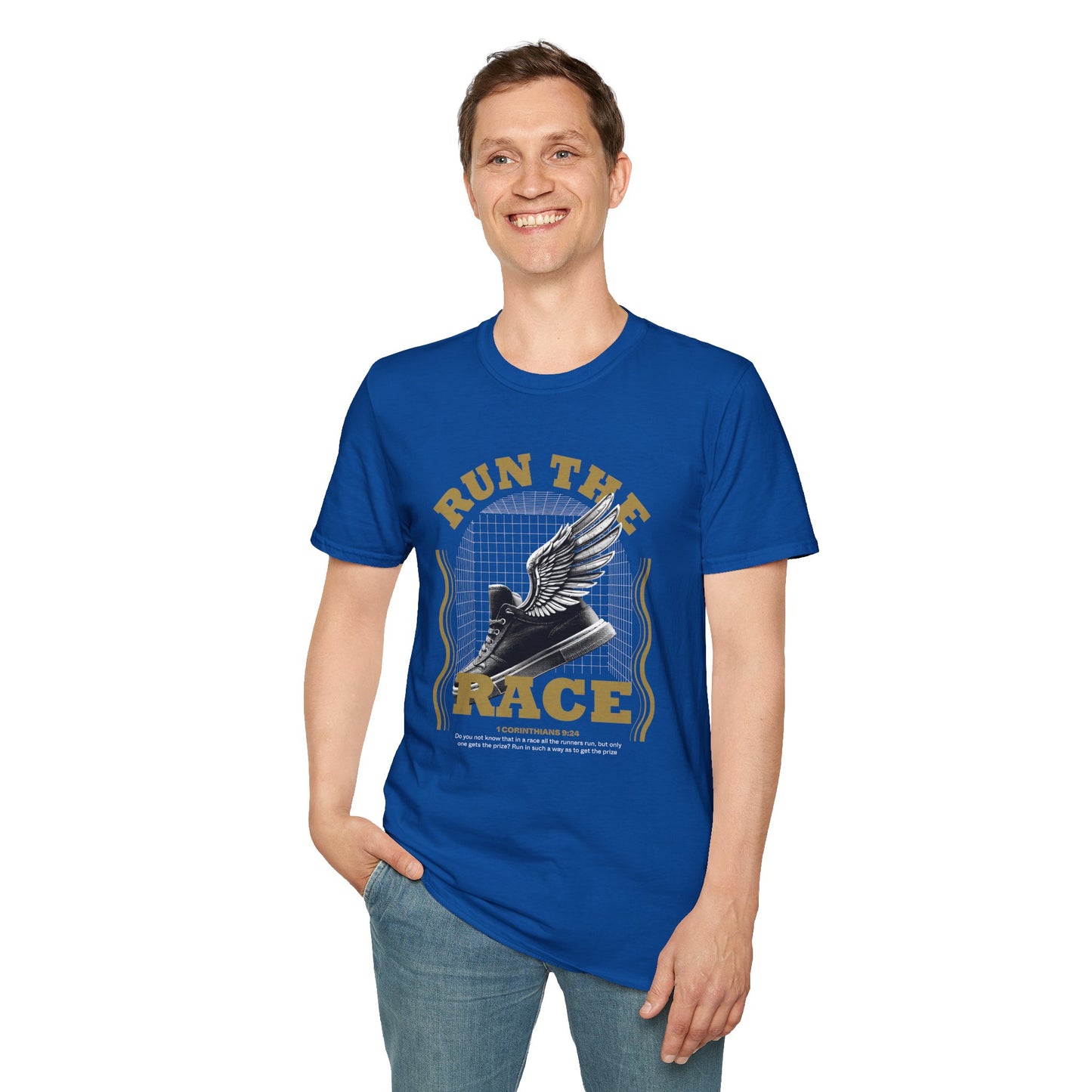 "Run The Race " Unisex Softstyle T-Shirt - The Shield of Light