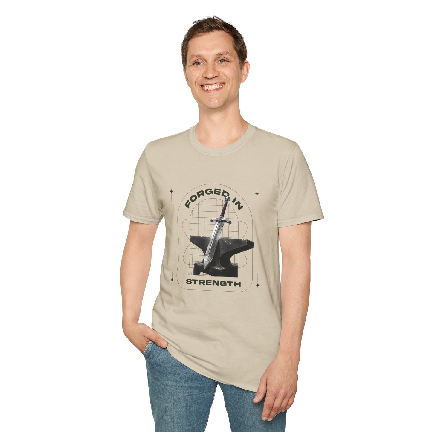 "Forged In Strength" Unisex Softstyle T-Shirt - The Shield of Light