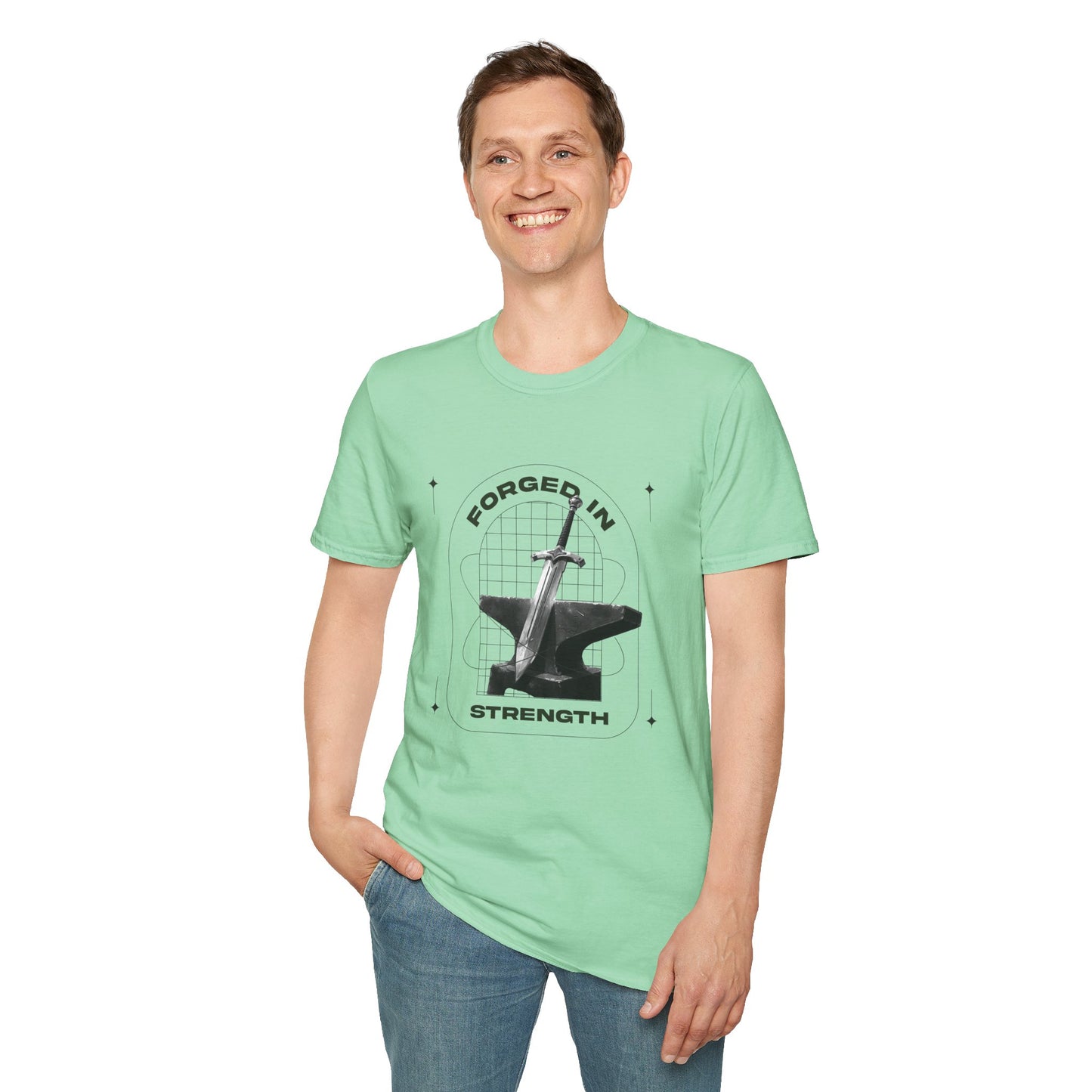 "Forged In Strength" Unisex Softstyle T-Shirt - The Shield of Light
