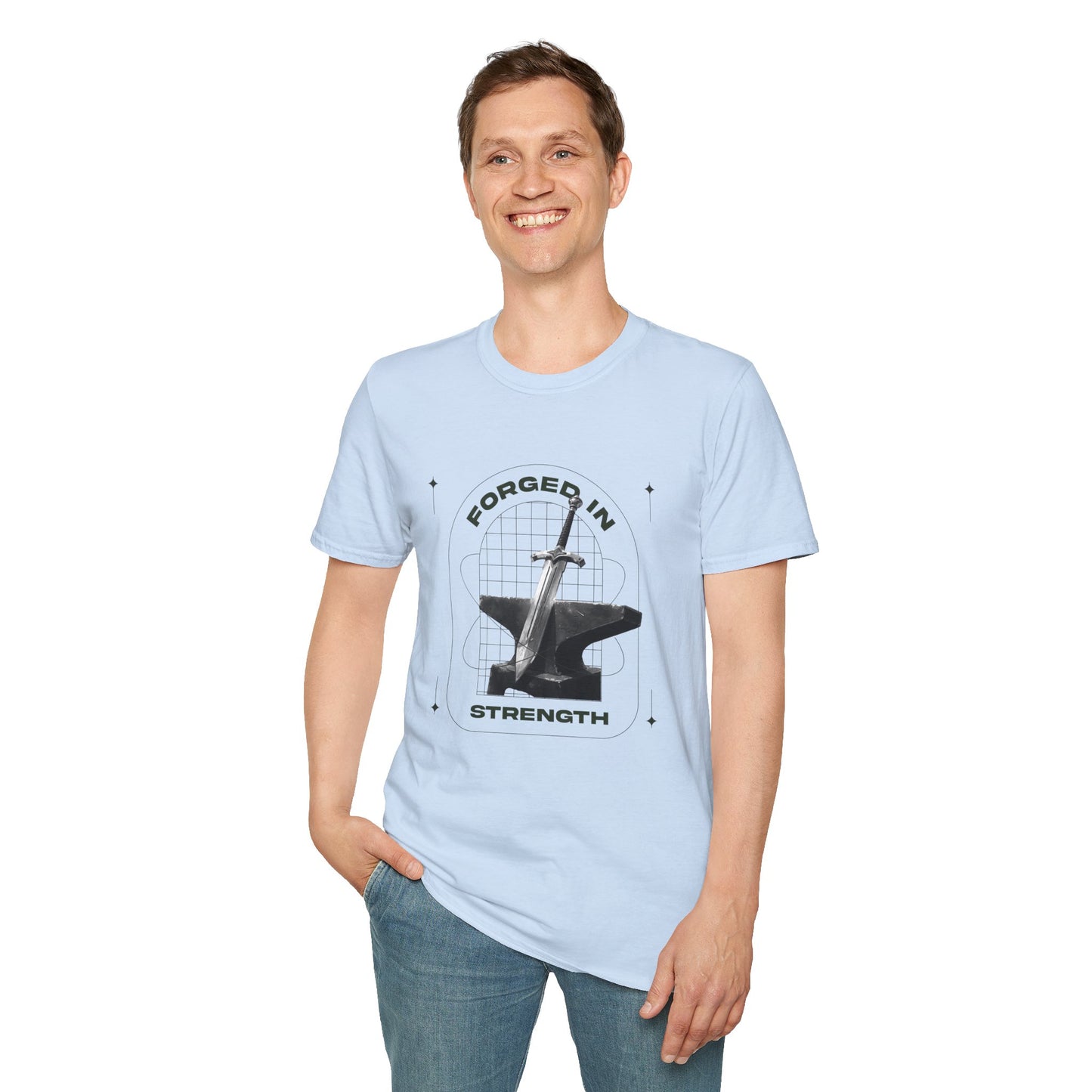 "Forged In Strength" Unisex Softstyle T-Shirt - The Shield of Light