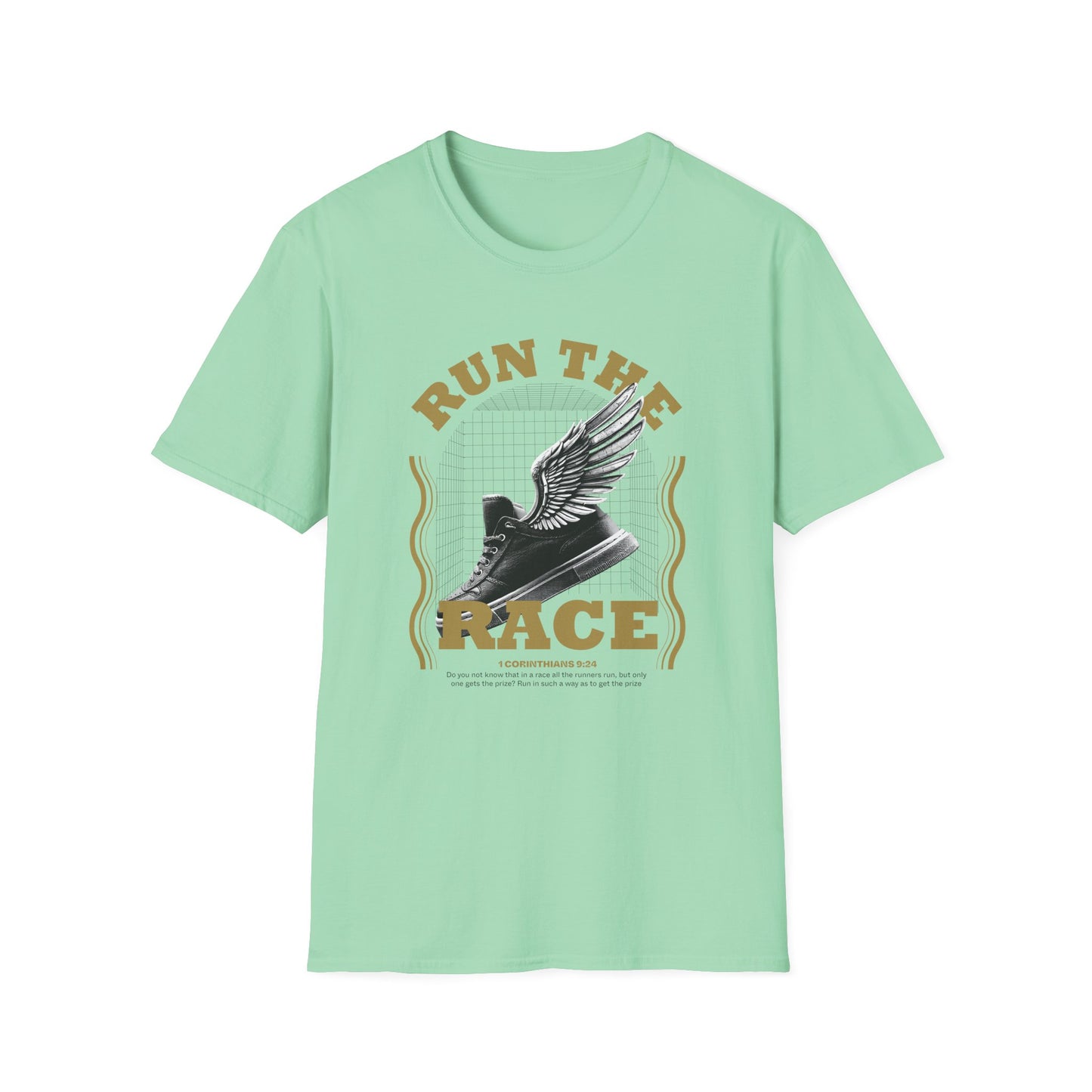 "Run The Race" Unisex Softstyle T-Shirt - The Shield of Light