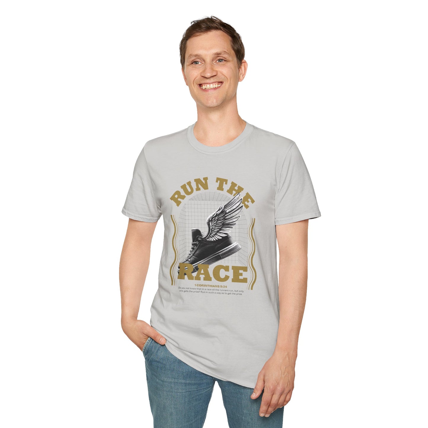 "Run The Race" Unisex Softstyle T-Shirt - The Shield of Light