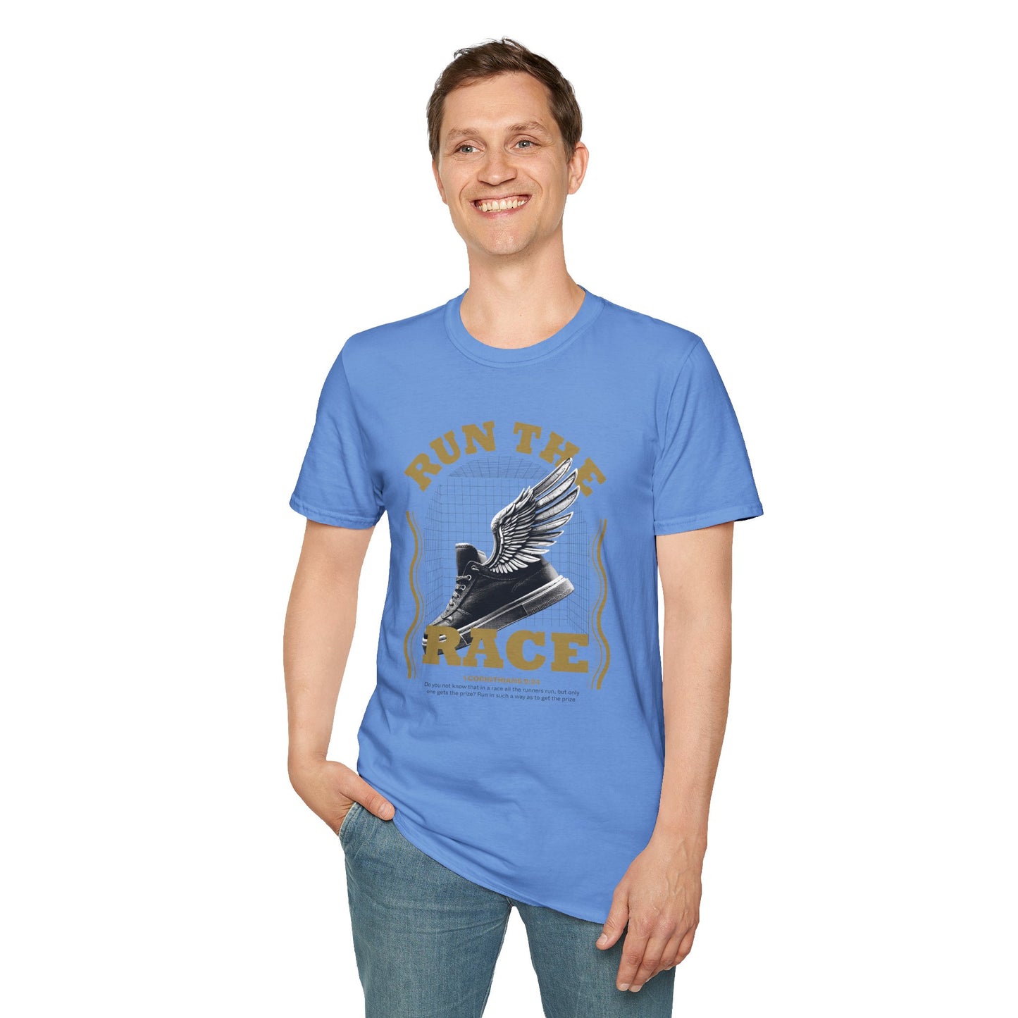 "Run The Race" Unisex Softstyle T-Shirt - The Shield of Light