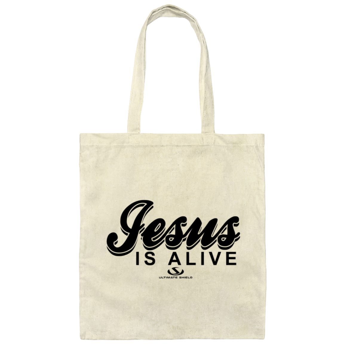 JESUS IS ALIVE Canvas Tote Bag - The Shield of Light