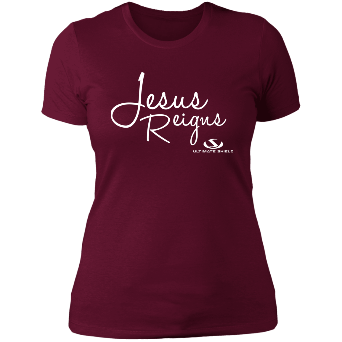JESUS REIGNS Ladies' Boyfriend T-Shirt - The Shield of Light