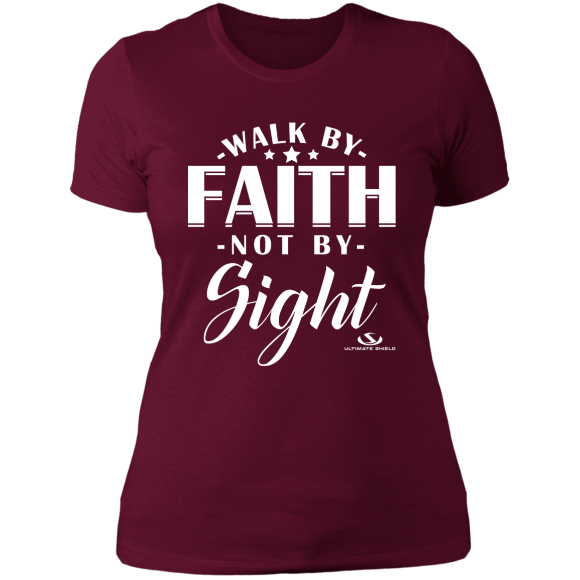 WALK BY FAITH NOT BY SIGHT Ladies' Boyfriend T-Shirt - The Shield of Light
