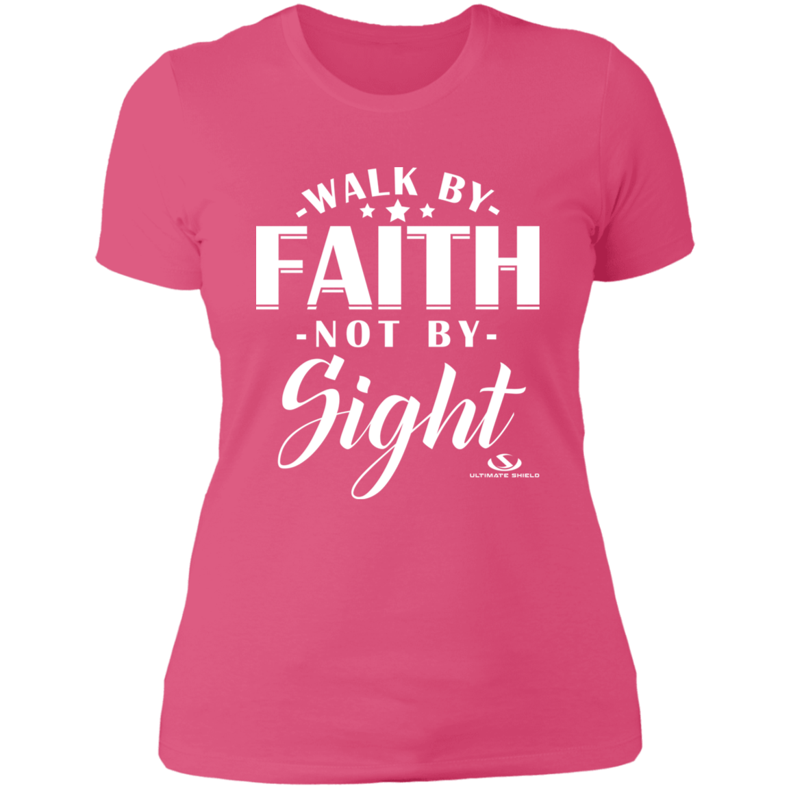 WALK BY FAITH NOT BY SIGHT Ladies' Boyfriend T-Shirt - The Shield of Light