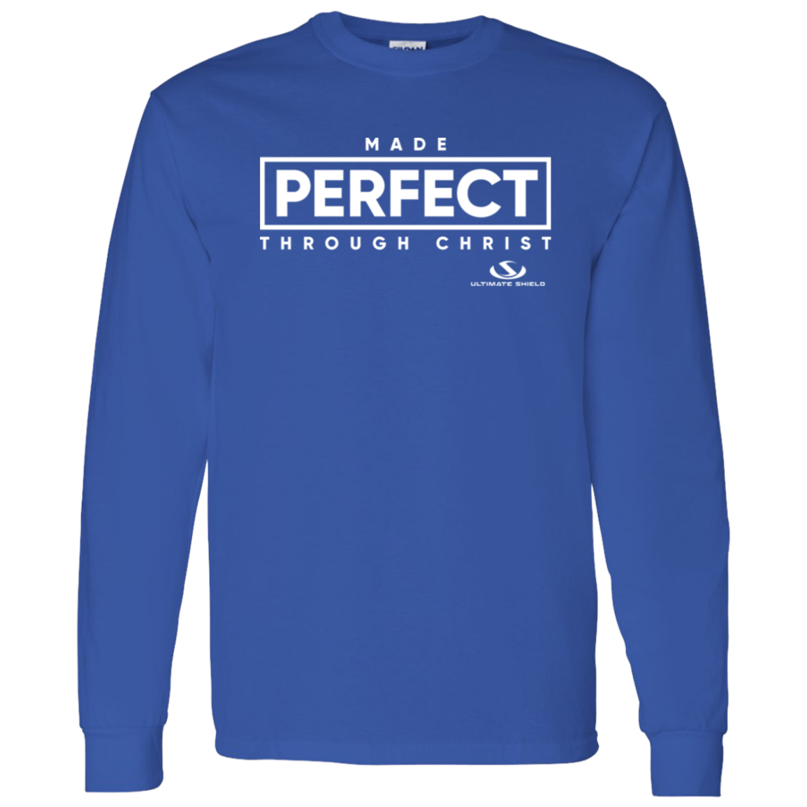MADE PERFECT THROUGH CHRIST LS T-Shirt 5.3 oz. - The Shield of Light