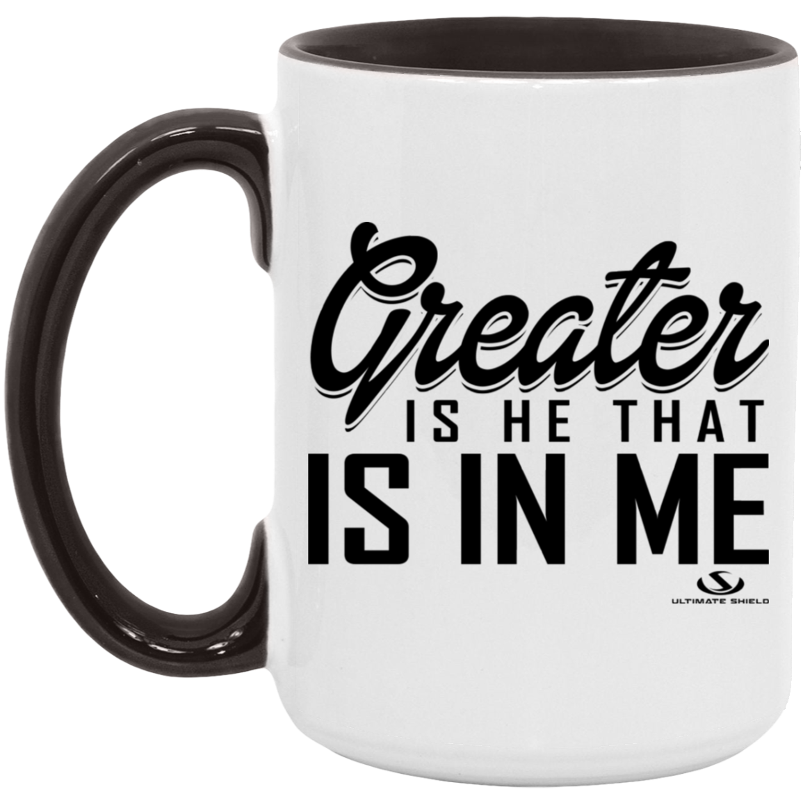 GREAT IS HE THAT IS IN ME 15oz. Accent Mug - The Shield of Light