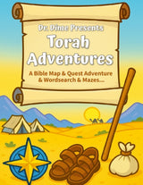 Bible activity book titled Dr. Dime Presents Torah Adventures by The Shield of Light, featuring colorful illustrations on the front cover.