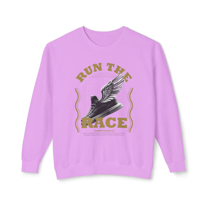 "Run The Race" Unisex Lightweight Crewneck Sweatshirt