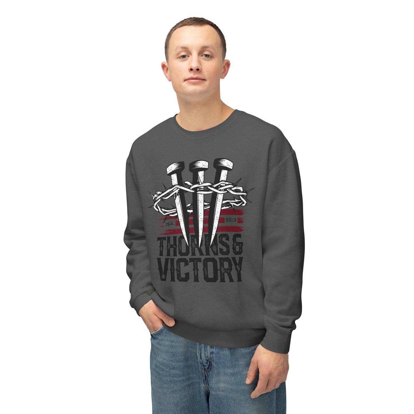 "Thorns & Victory" Unisex Lightweight Crewneck Sweatshirt