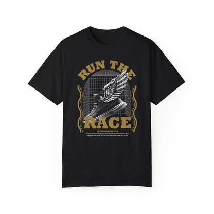 "Run The Race" Unisex Garment-Dyed T-Shirt