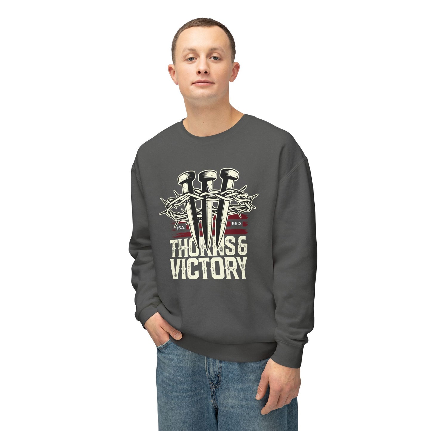 "Thorns & Victory" Unisex Lightweight Crewneck Sweatshirt