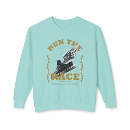 "Run The Race" Unisex Lightweight Crewneck Sweatshirt