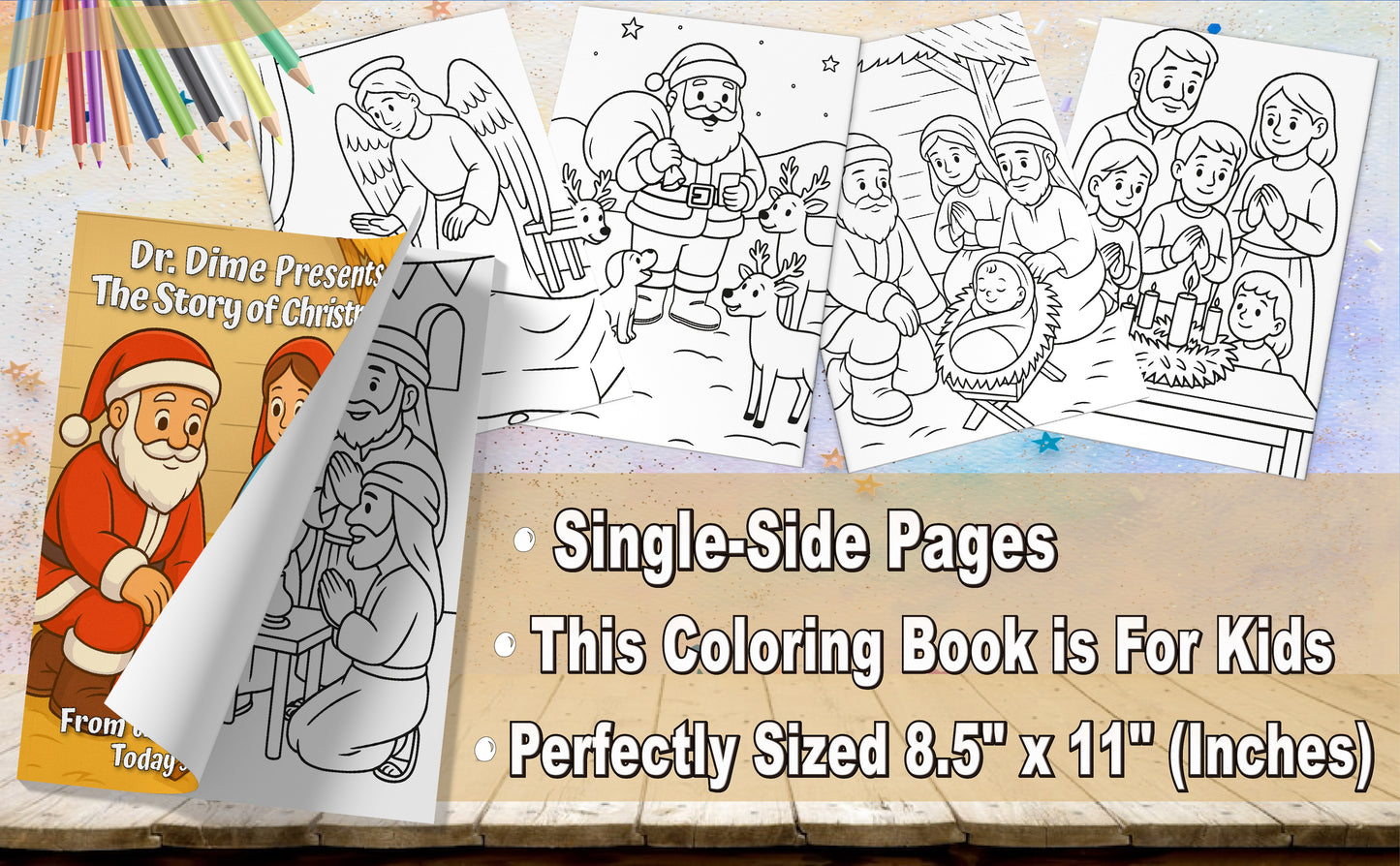 Dr. Dime Presents The Story of Christmas to Color