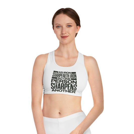 "As Iron Sharpeneth Iron So One Person Sharpens Another" Unisex Sports Bra - The Shield of Light