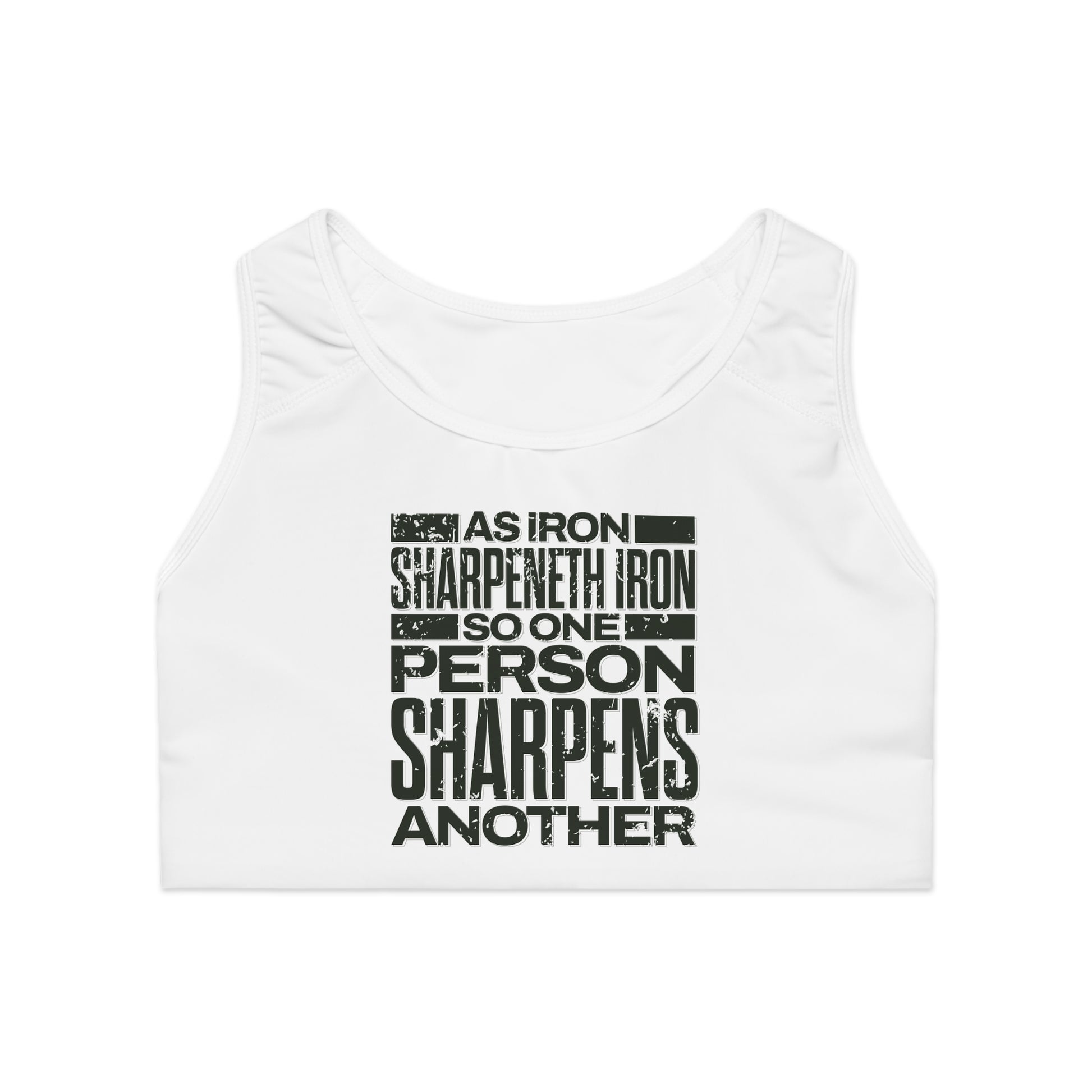 "As Iron Sharpeneth Iron So One Person Sharpens Another" Unisex Sports Bra - The Shield of Light