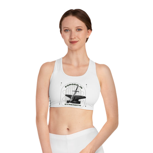 "Forged In Strength" Unisex Sports Bra - The Shield of Light