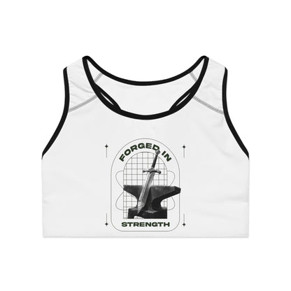"Forged In Strength" Unisex Sports Bra - The Shield of Light