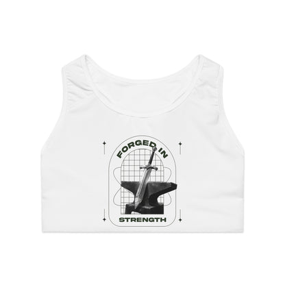 "Forged In Strength" Unisex Sports Bra - The Shield of Light