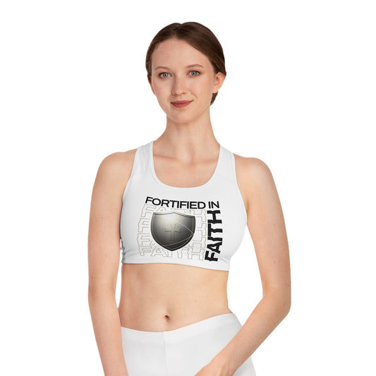 "Fortified In Faith " Unisex Sports Bra - The Shield of Light