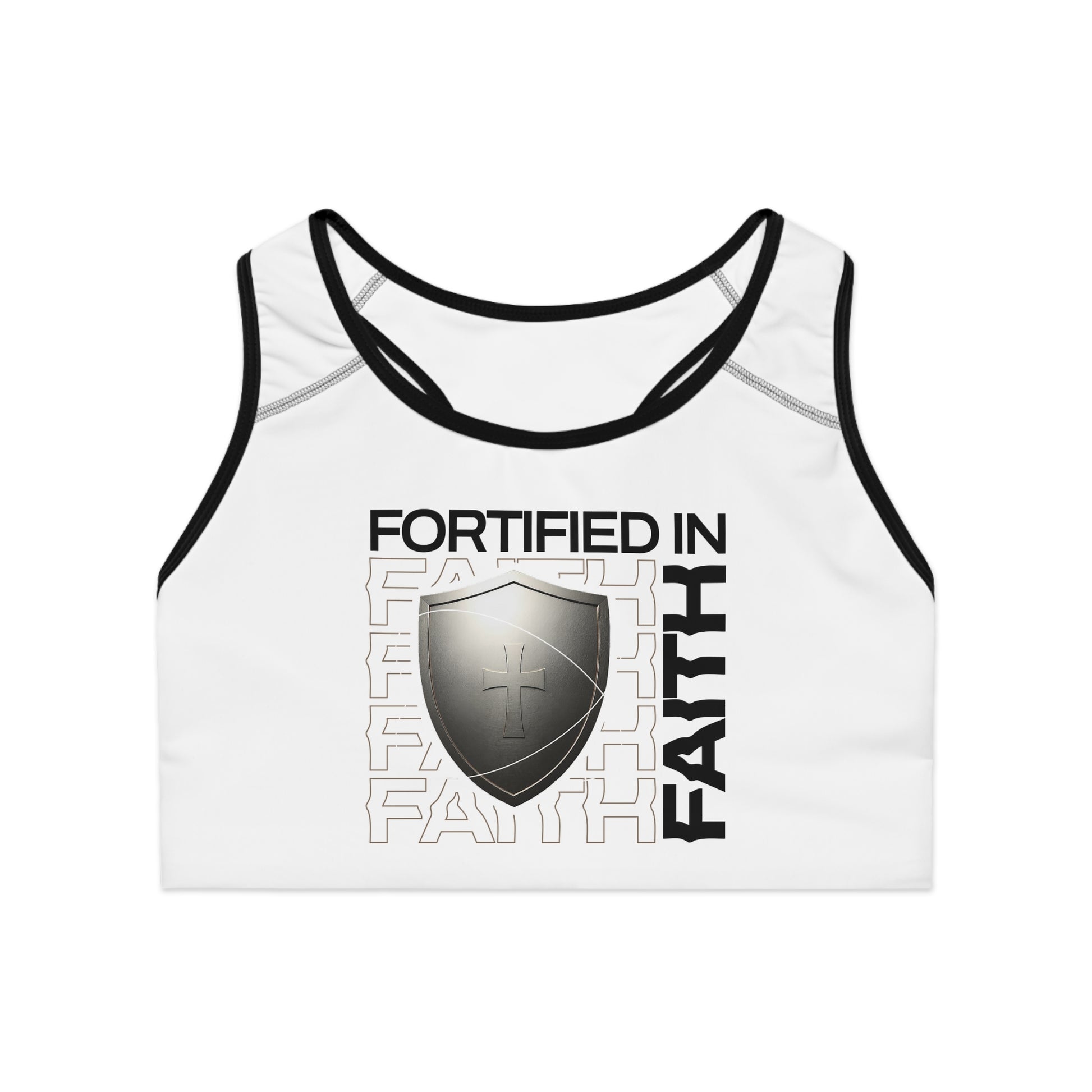 "Fortified In Faith " Unisex Sports Bra - The Shield of Light