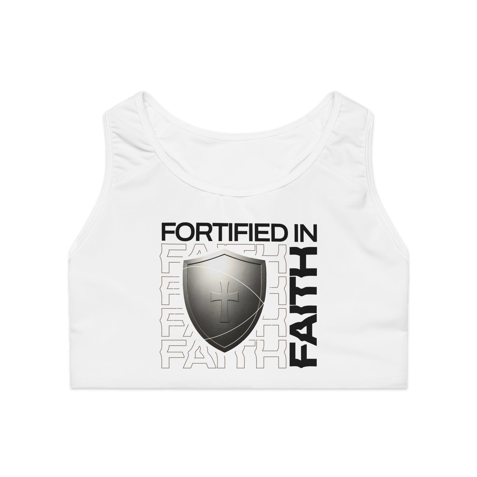"Fortified In Faith " Unisex Sports Bra - The Shield of Light