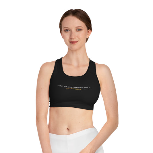 "Live By the Kingdom Not the World Colossians 3:2" Unisex Sports Bra - The Shield of Light