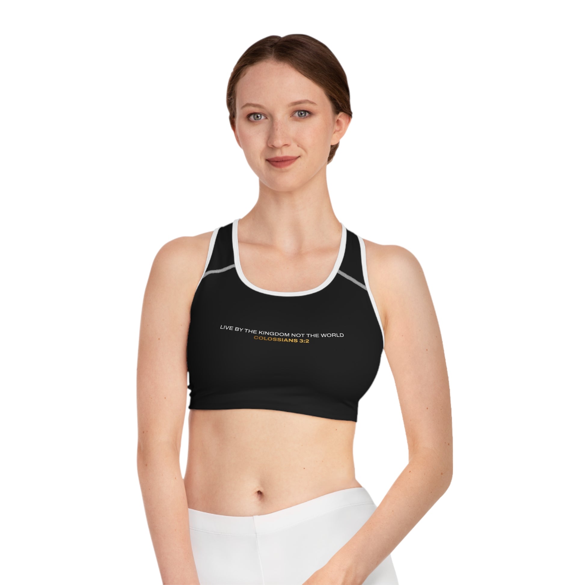 "Live By the Kingdom Not the World Colossians 3:2" Unisex Sports Bra - The Shield of Light
